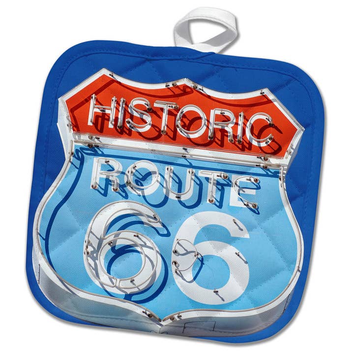 3dRose, Arizona, Seligman, Neonskilt på den historiske Route 66 - US03 LSE0015 - Lynn Seldon, Grydelap for engroshandel hos 3dRose