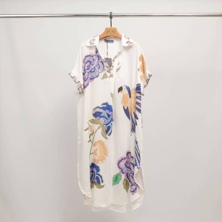 Cecile Wang - Wholesale Dress - Women's - Parrot print shirt dress KD8282VC