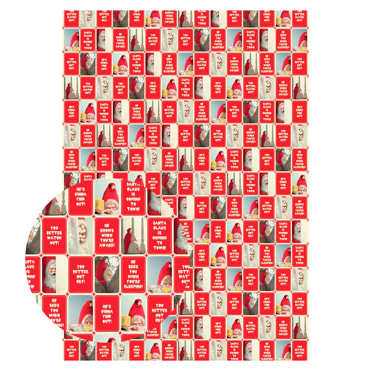 Smitten Kitten – Engroshandel Gavepapir – Uhyggelig Santa blandet gave indpakningspapir sæt1