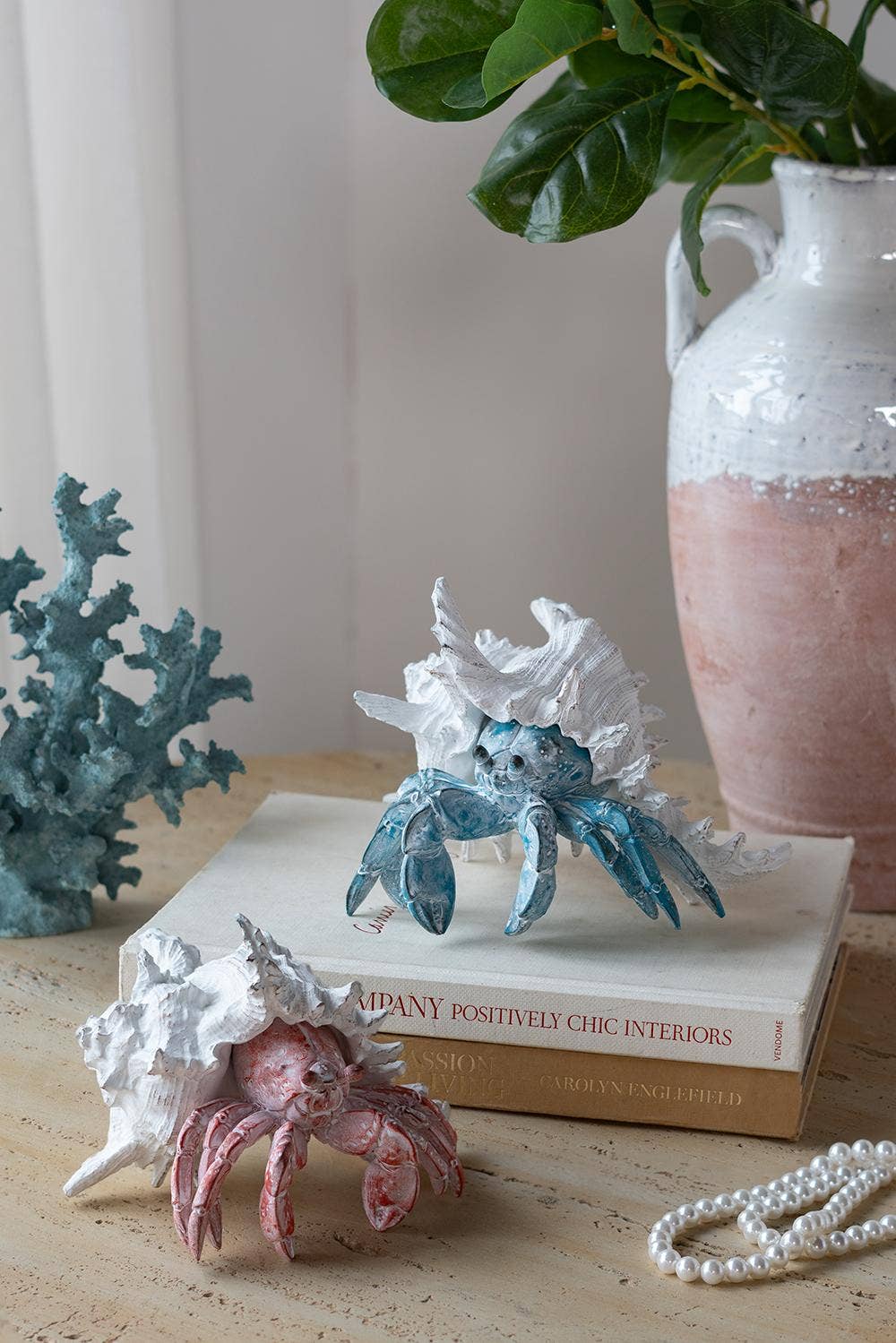 A&B Home Group Inc. - Wholesale Decorative Tabletop Object - 7.3x7x5.7" Lifelike Blue Hermit Crab Figurine w/ White Shell9