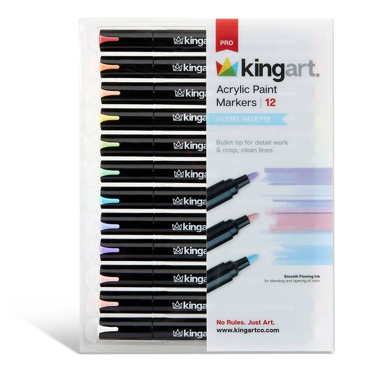 KINGART - Wholesale Marker - Acrylic Paint Markers - 12 Pastel Colors10
