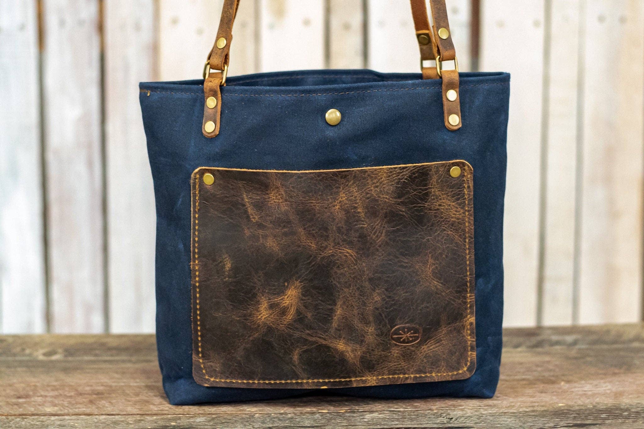 In Blue Handmade - Wholesale Tote Bag - Women's - The Classic Waxed Canvas Bag | Tote Bag with Leather Pocket | Small7