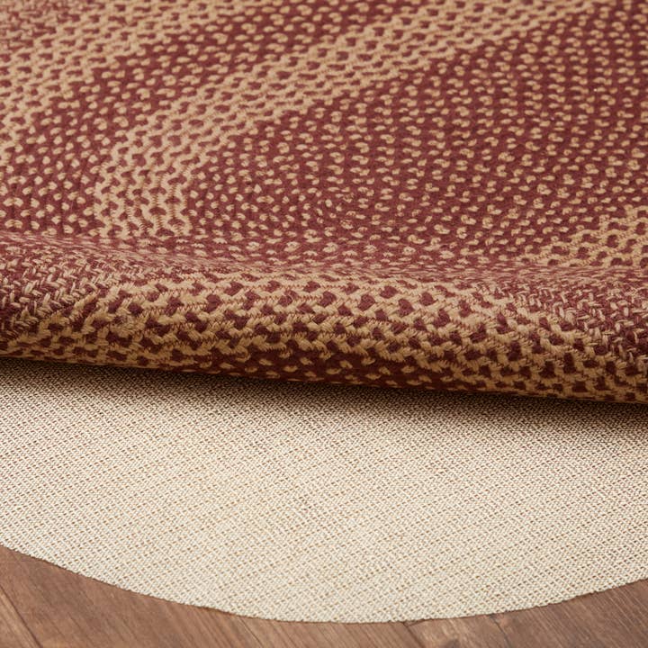 VHC Brands - Wholesale Area Rug - Burgundy Tan Jute Rug Oval w/ Pad 36x60
