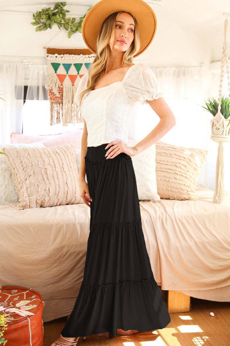 Vine & Love - Wholesale Pants - Women's - Maxi Tiered  Wide Leg Beach Palazzo Pants VP7305213
