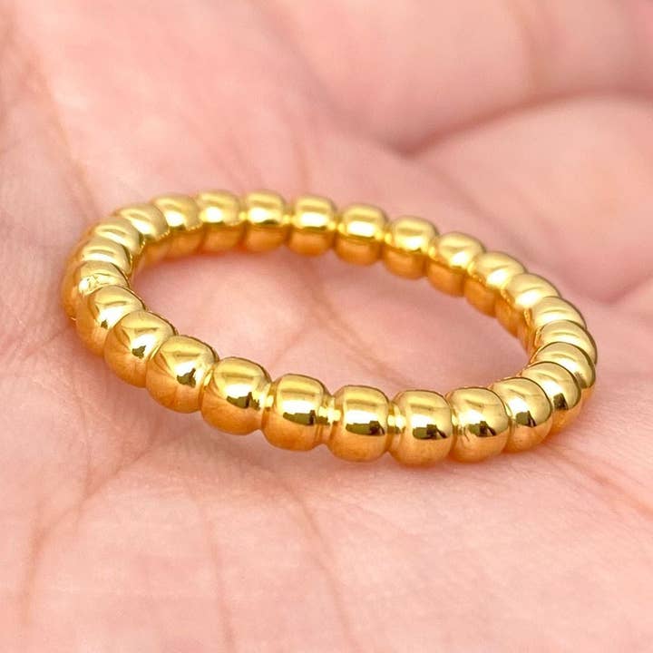 18K Gold Plated Stainless Steel Ball Ring - FGS for wholesale by Mio Queena