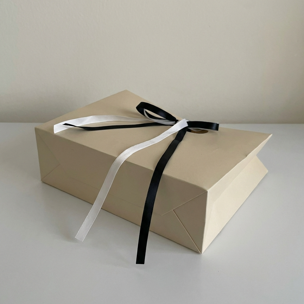 ByHome - Wholesale Gift bag - Soft Light Beige Cutout Handle Gift Bag w/ Ribbon & Tissue2