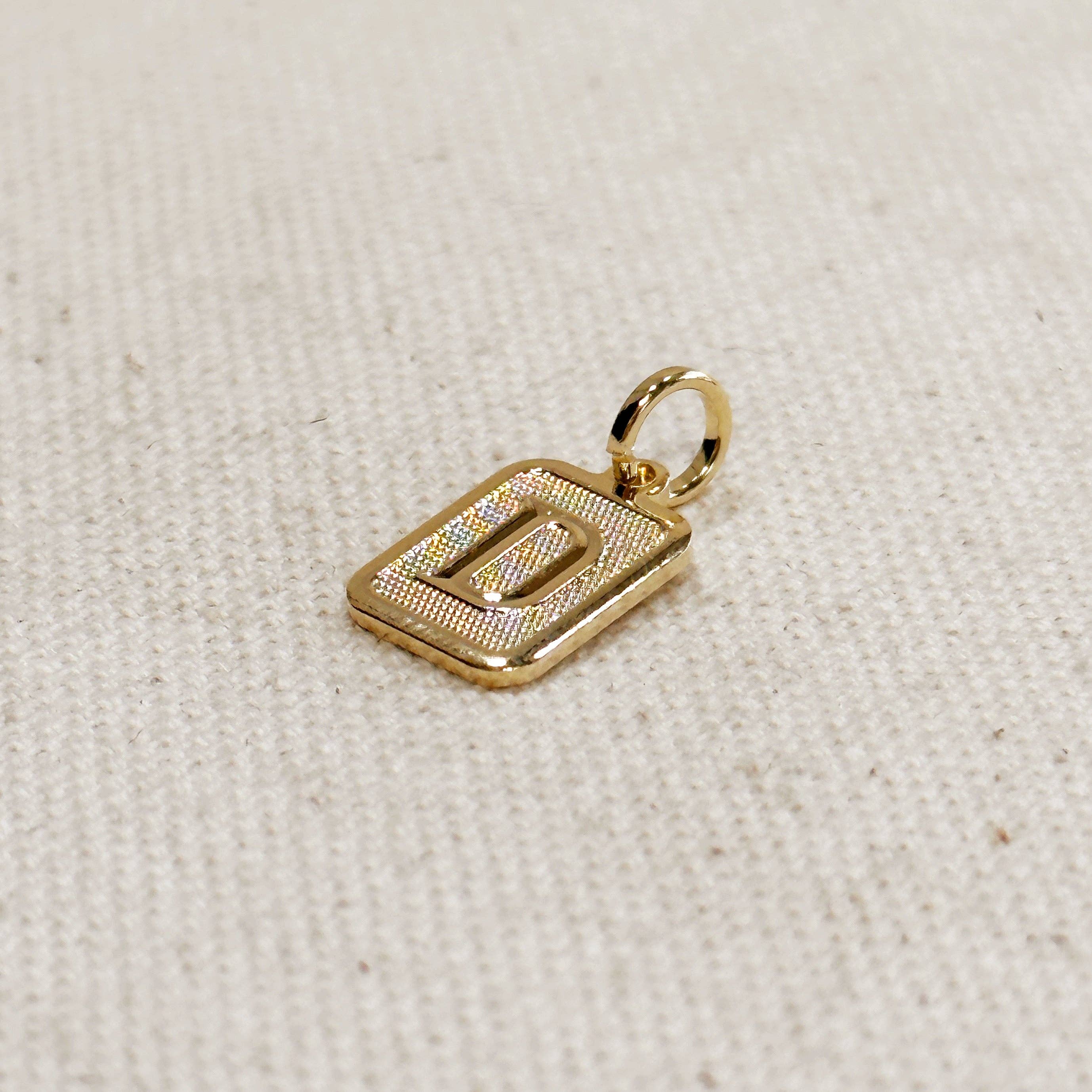 GoldFi - Wholesale Individual Charm/Pendant - Textured Initial Plate Pendant7