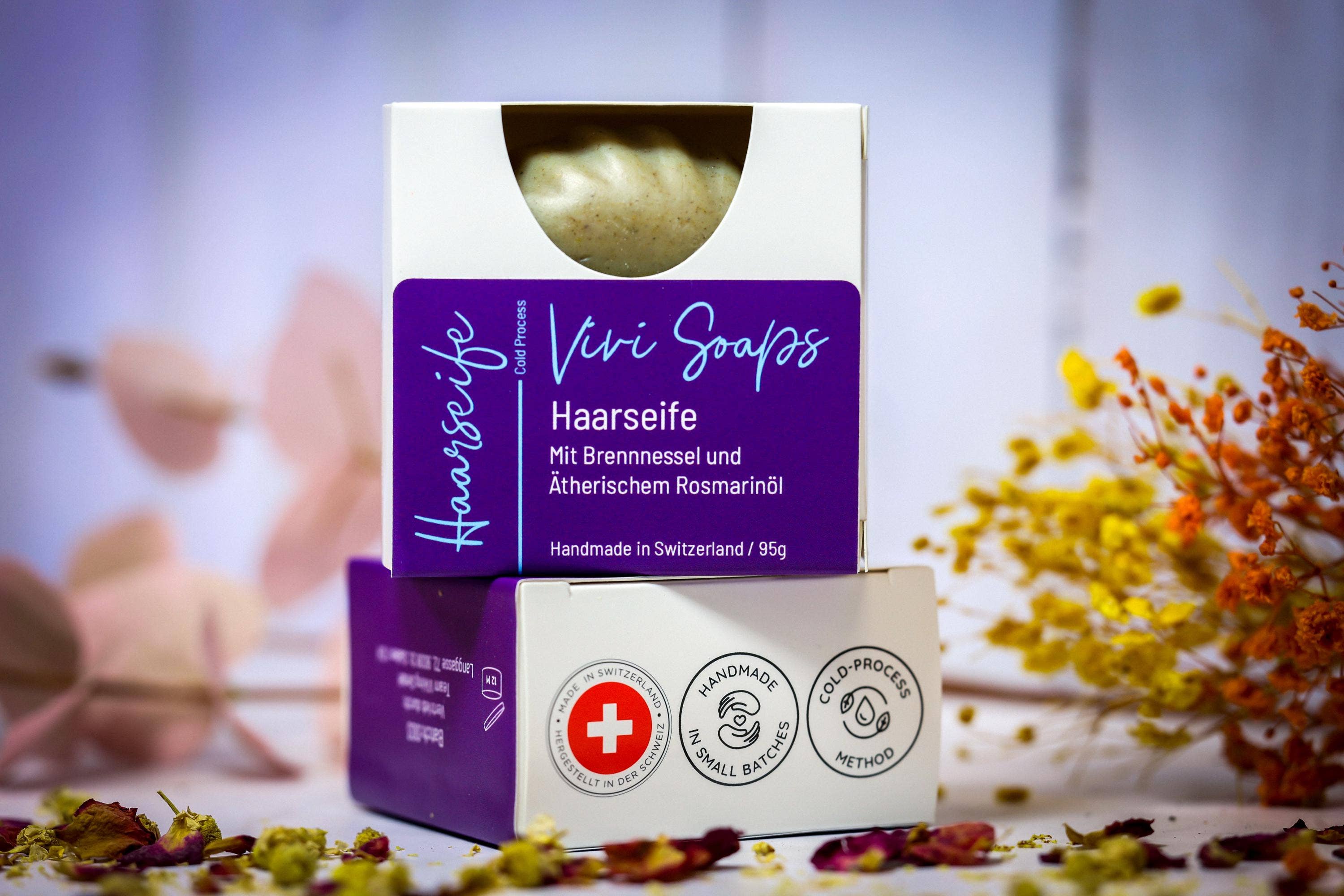 ViviSoaps - Wholesale Shampoo Puck/Solid Shampoo - Nettle Hair Soap with Essential Rosemary Oil2