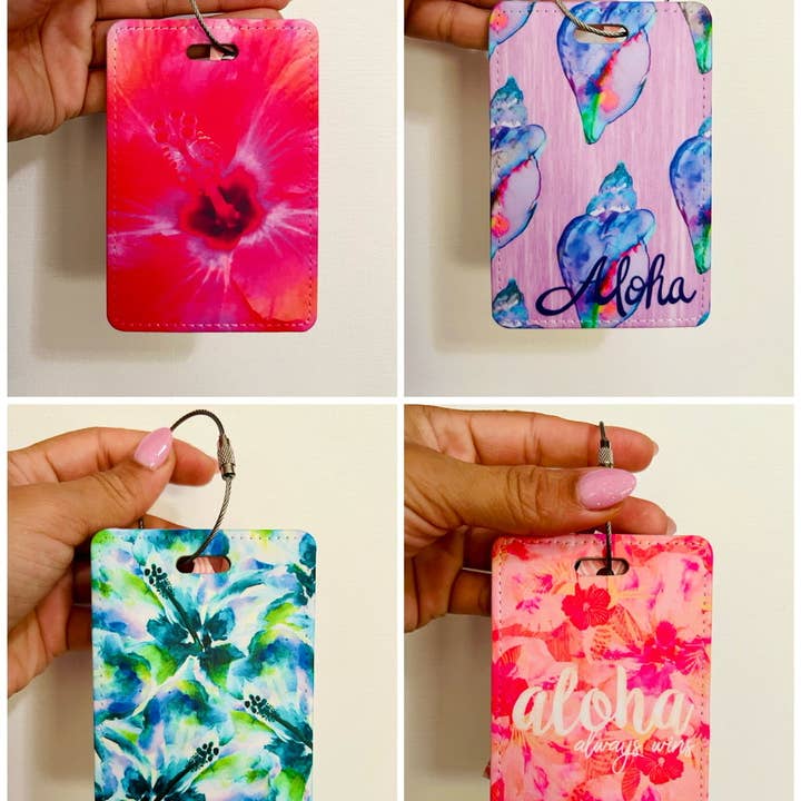 Variados estilos de etiquetas de equipaje tropicales para venta al por mayor de Aubrey Emi Designs