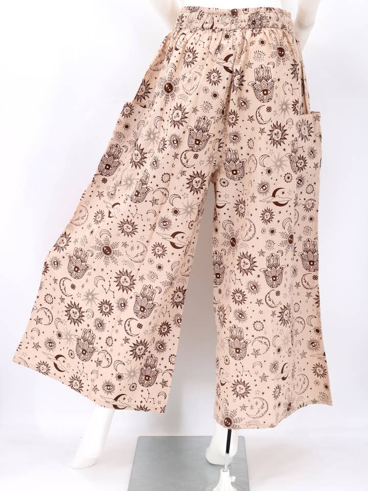 Himalaya Handmade - Wholesale Pants – Women's - Cotton Hippie Handmade Harem Celestial Print Wide Leg Bohemian Trousers6