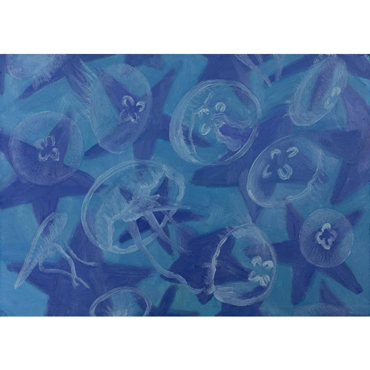 Impression - Méduse lune et Étoile de mer (Pays des merveilles hivernal) pour la vente par Siri Tiger Kaunda