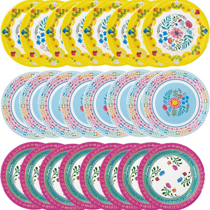 Pratos de Papel Boho Floral - Pack de 24 | Festa Fiesta | por atacado de Talking Tables USA