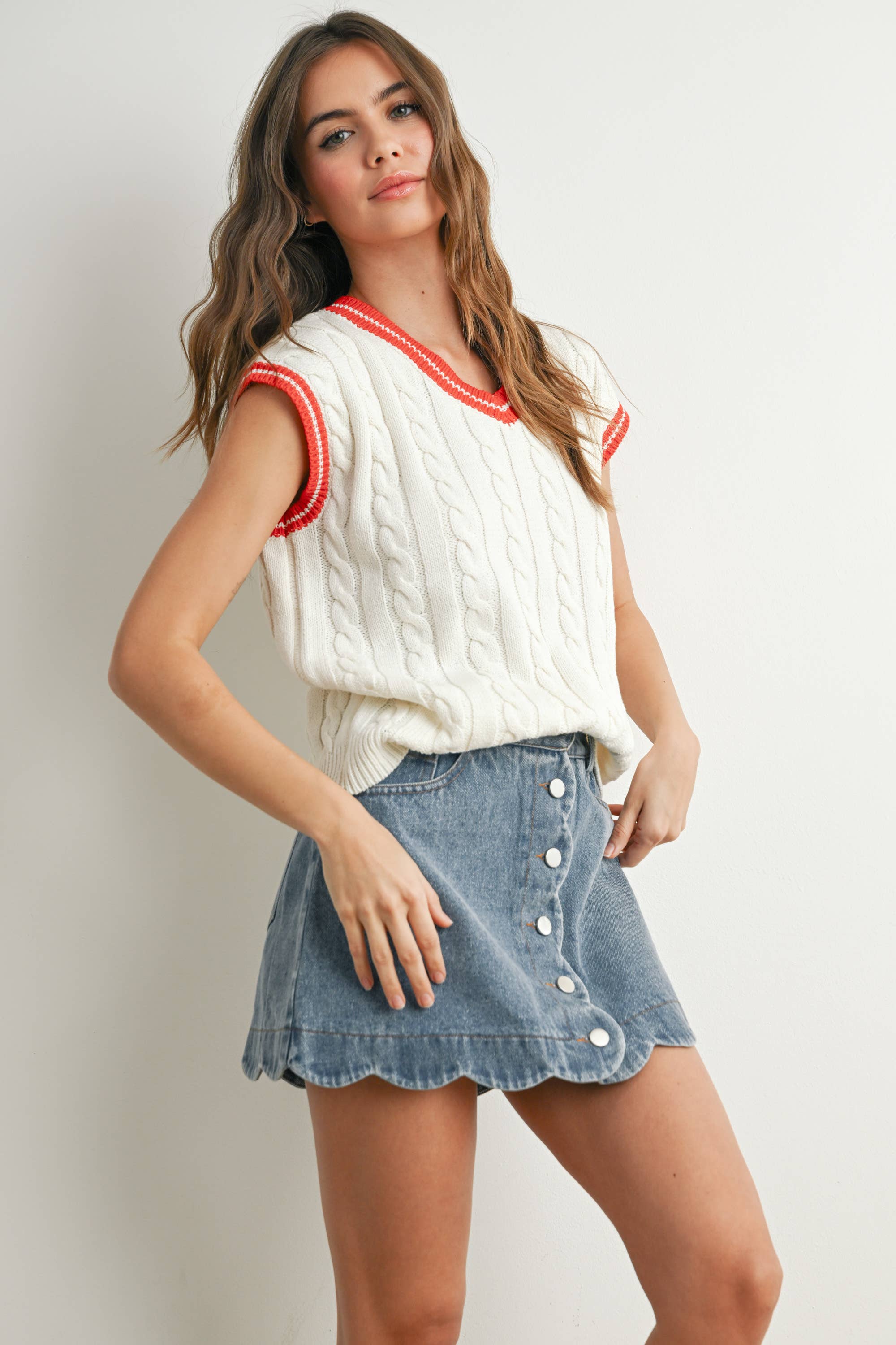 BUTTERMELON - Wholesale Sweater Vest - Women's - Knitted Sweater Vest - BMW7708 13