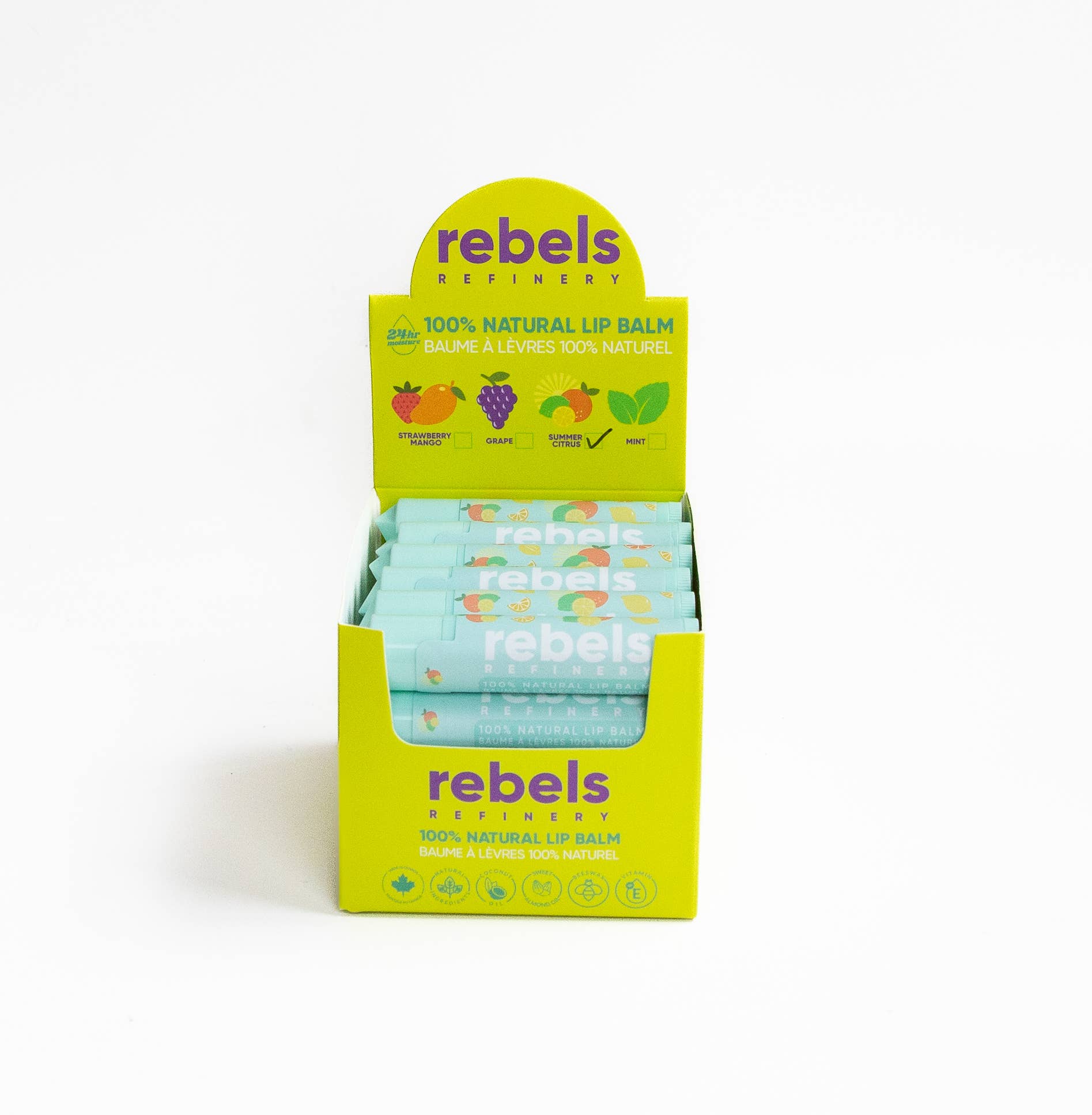 Rebels Refinery - Wholesale Lip Balm Set - 24 Pack Stick Lip Balm + Display1