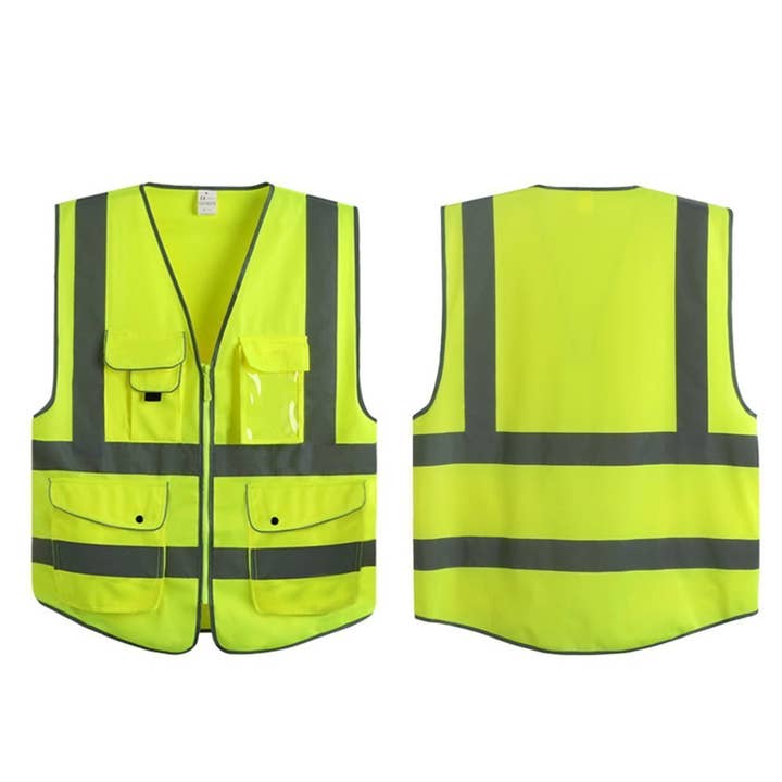 Reflective Safety Vest ANSI Class 2 Multi-Pockets Neon Green for wholesale by G & F Products
