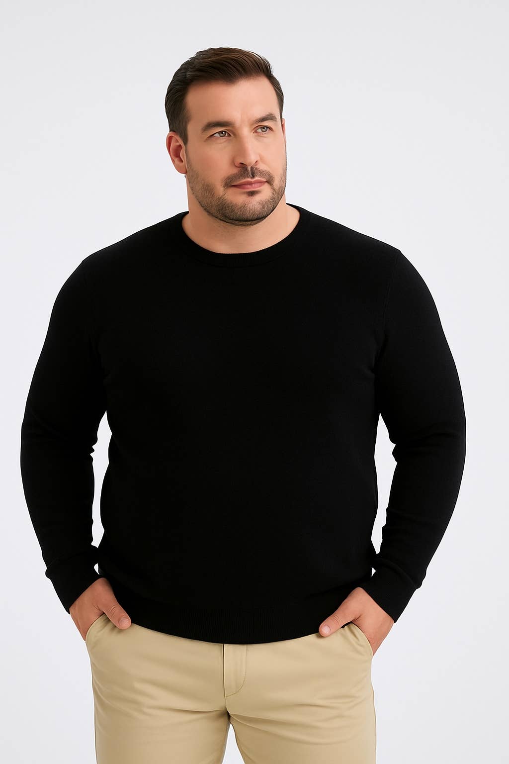 Yves Enzo - Wholesale Knit Sweater - Men's - Crew neck jumper 2XL to 5XL in black1