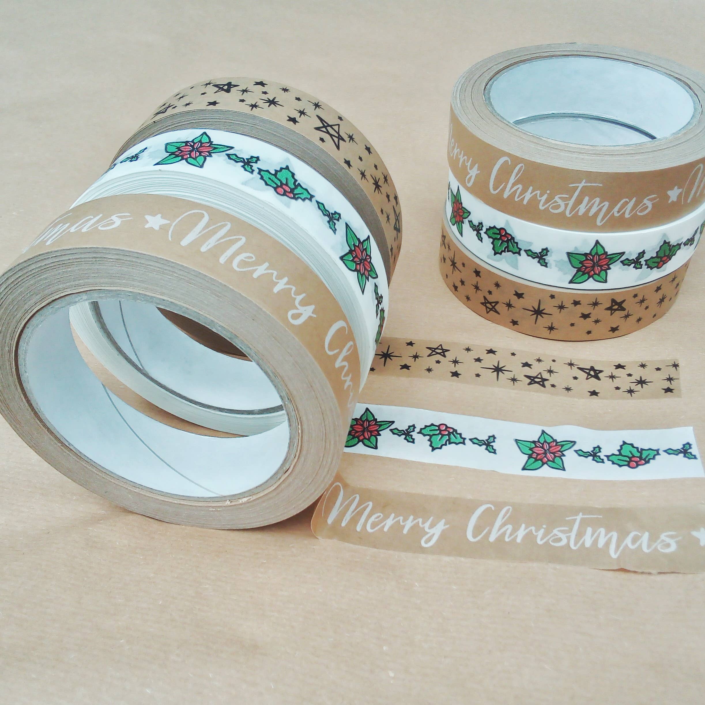 Cards and gift wrap – wholesale Tape – Merry Christmas white paper tape1