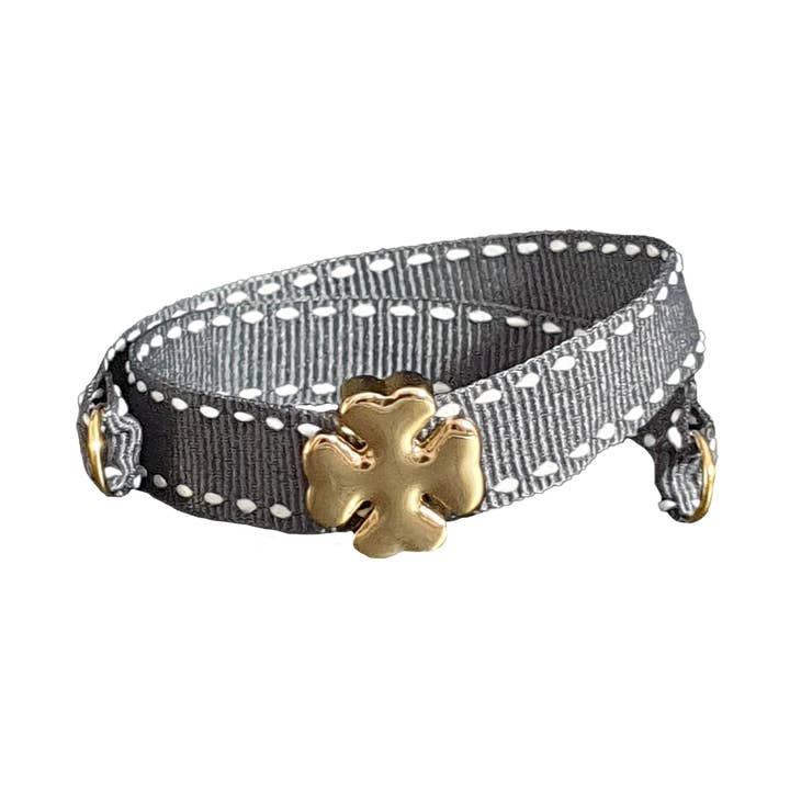 GREY GOLDEN FOUR-LEAF CLOVER BRACELET for wholesale by Smartever Srl