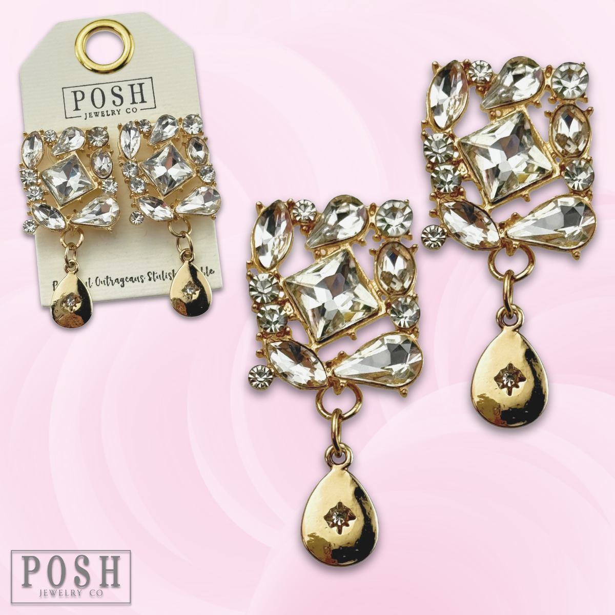 Guld Cocktailörhängen med strass för wholesale på Faire3