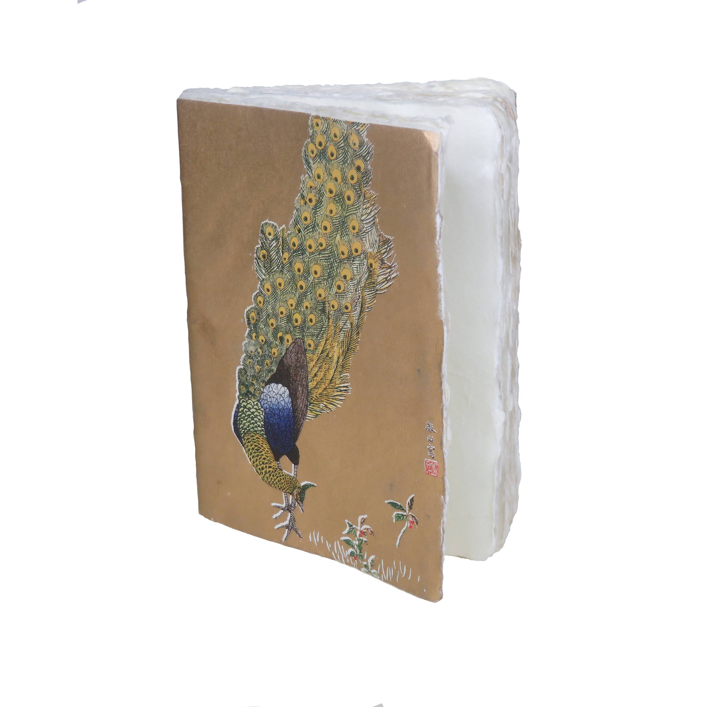 Epigram – wholesale Notebook – Parchment paper notebook with royal bird pattern, peacock, gold0