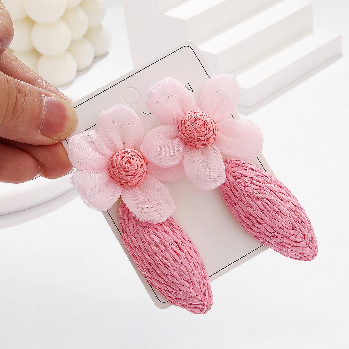 DOUBLJU - Wholesale Dangle Earrings - HANDMADE SWEET FLOWER ALMOND EARRINGS_CWAJE30496