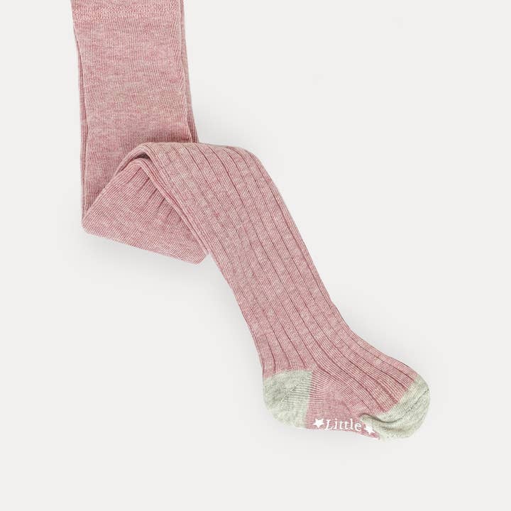 Non-Slip Super Soft Ribbed Baby and Toddler Tights in Dusty Pink - 0-2 Years for wholesale by The Little Sock Company
