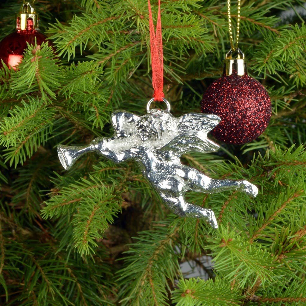 Glover & Smith - Wholesale Ornament - Cherub Angel Pewter Christmas Tree Decoration