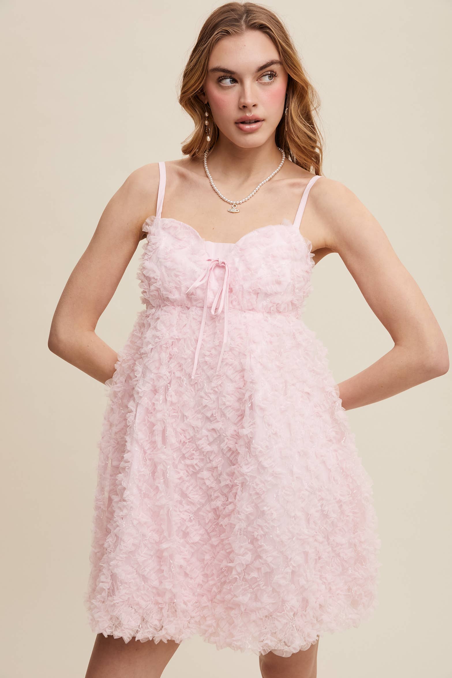 Listicle - Wholesale Dress - Women's - Fluffy Mesh Lace Layered Mini Dress29