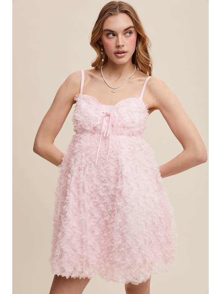 Listicle - Wholesale Dress - Women's - Fluffy Mesh Lace Layered Mini Dress29