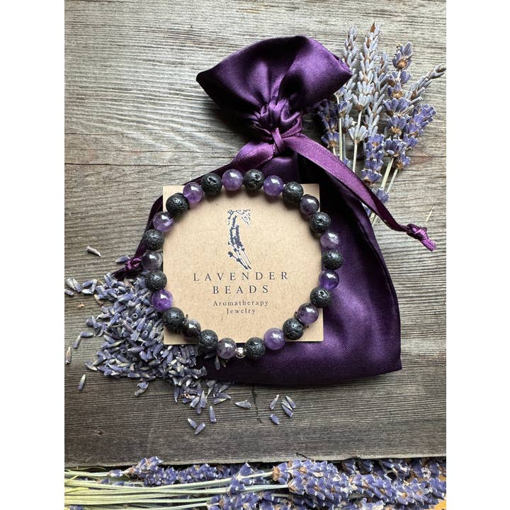 Lavender Beads - Wholesale Aromatherapy Bracelet - Aromatherapy Diffuser Bracelet Lava Stone and Amethyst3