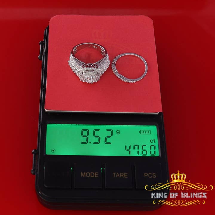 KING OF BLINGS - Wholesale Multi-stone ring - King Of Bling's925 White Silver 3.50ct Square Cubic Zirconia Double Bridal Womens Ring Size 78