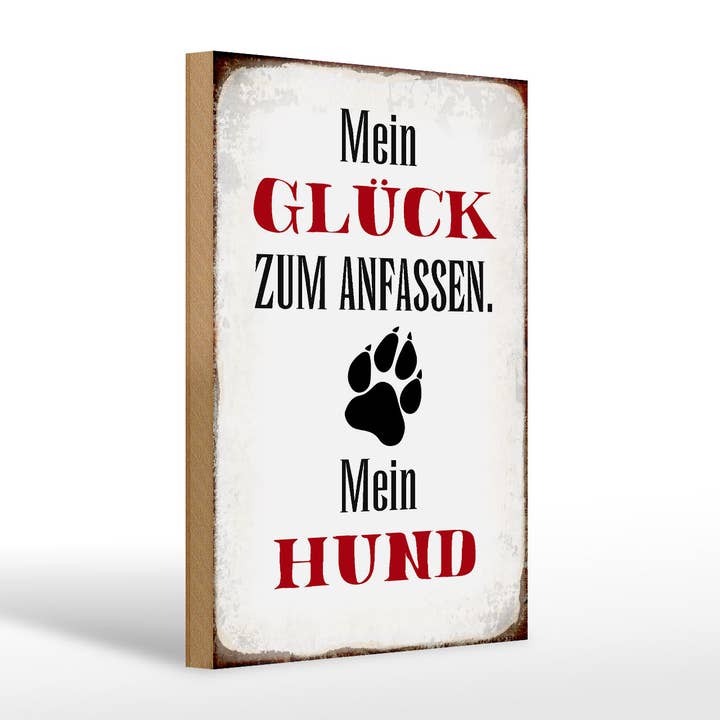 Femer - Wholesale Sign - Wooden sign saying 20x30cm Glück zum trächten mein Hund