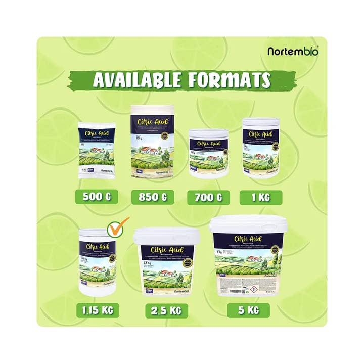 NORTEM BIO TECHNOLOGY GROUP - Vendita all'ingrosso Spray detergenti multiuso - Acido citrico organico 2X1,15 Kg. Acido citrico anidro