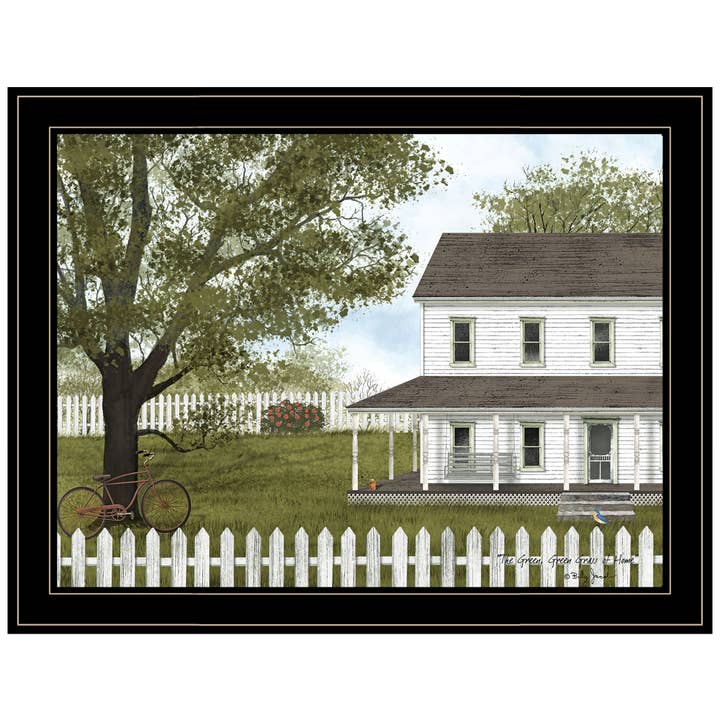 "Green Green Grass of Home" by Billy Jacobs Black Framed Art for wholesale by Trendy Decor 4U