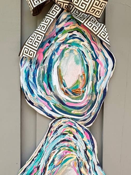 LARGE Designer Tiered Vibrant Oyster Door Hanger for wholesale by Mid Mod Design LLC