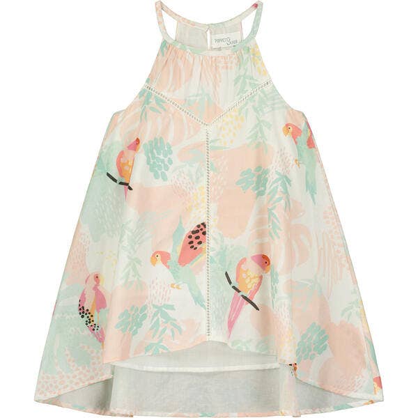 Robe d'été trapèze à imprimé perroquet pour la vente par Poppet & Fox