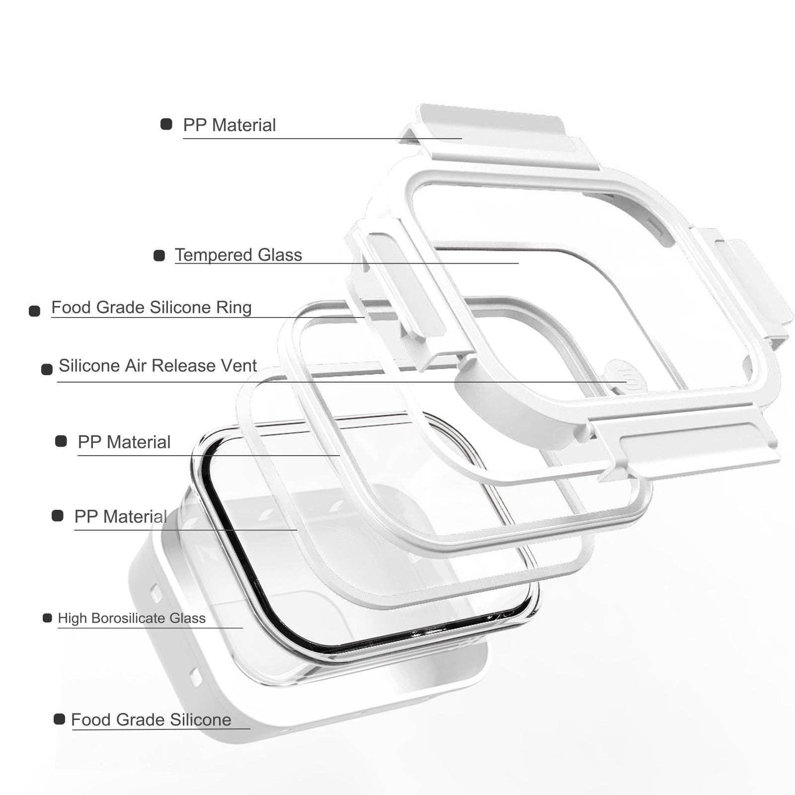 Genicook Product LLC - Wholesale Food storage container - Glass Container w/ Silicone Wrap Set4