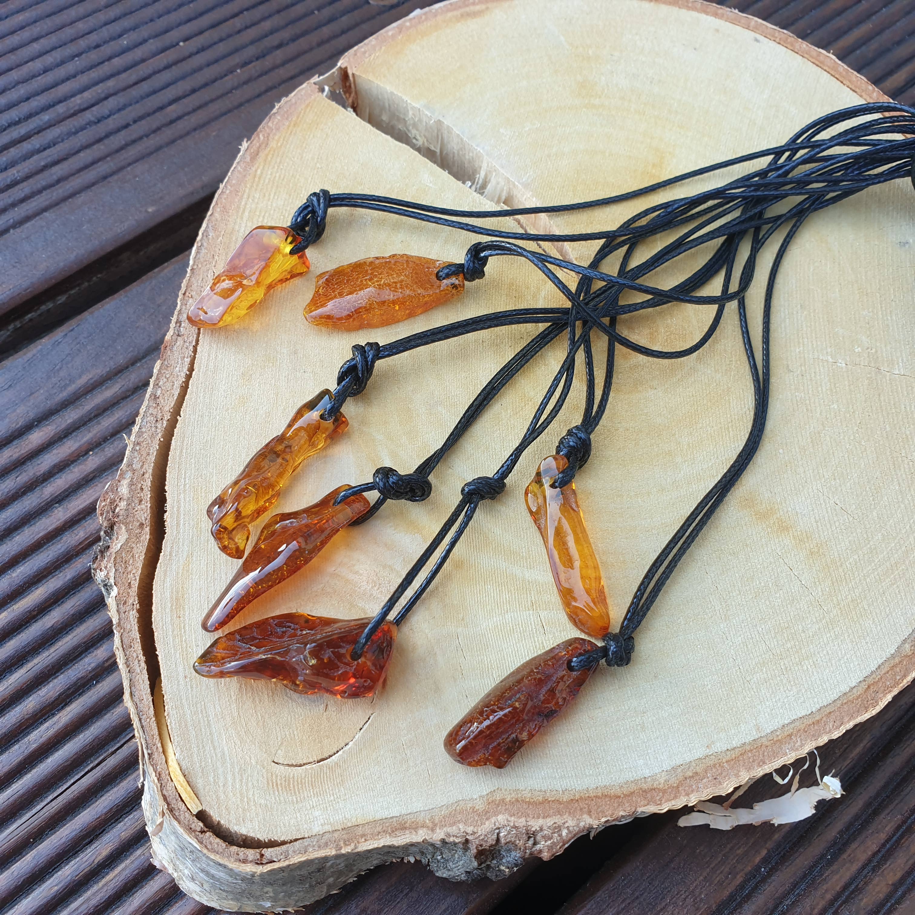 AmberLithuania - Wholesale Individual Charm/Pendant - Raw crystal pendants necklace charms Amber man's jewelery 1