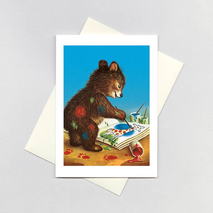 Laughing Elephant - Wholesale Birthday Card - Baby Bear Painting - Birthday Card