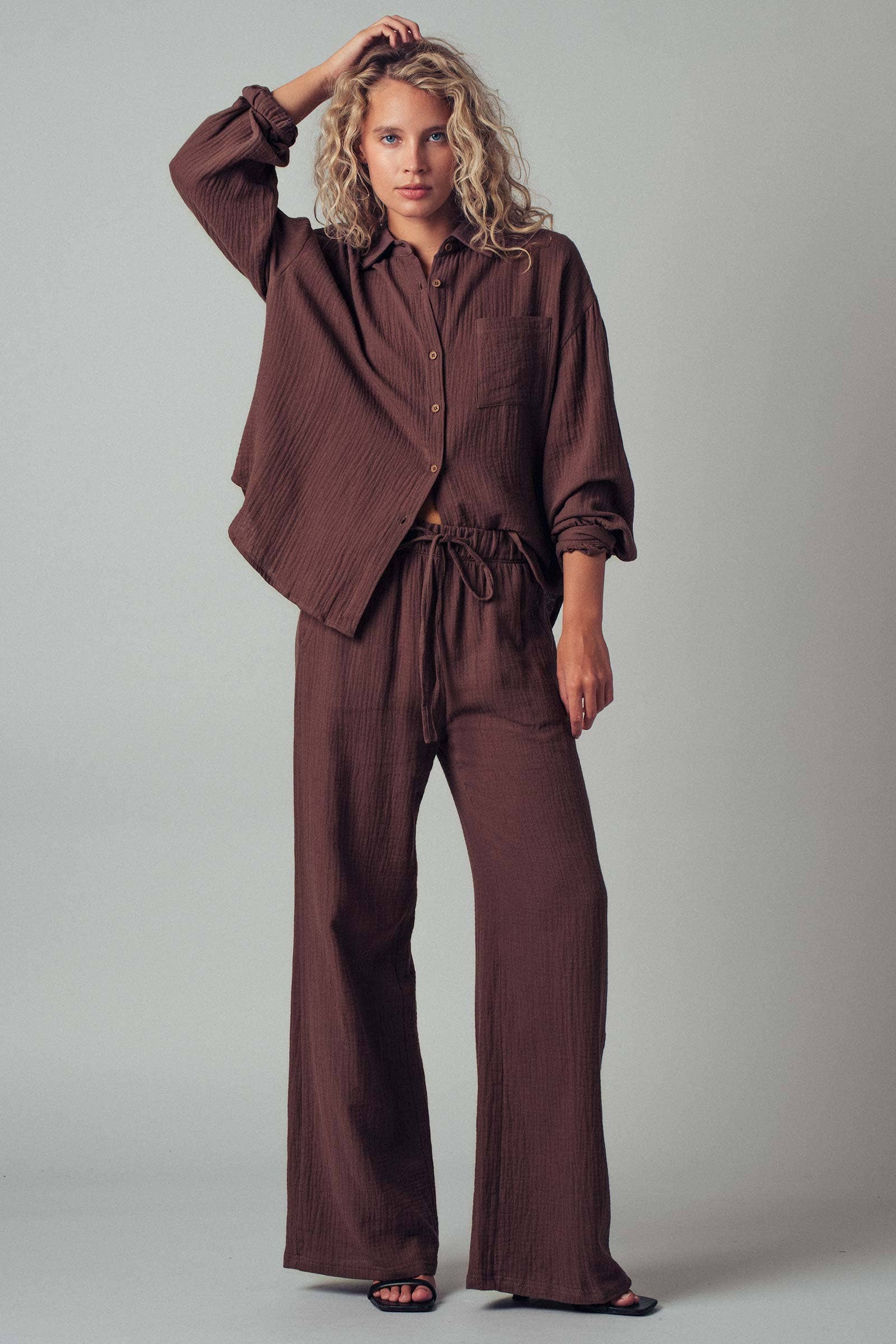 Urban Daizy - Wholesale Lounge Set - Women's - Textured Cotton Gauze Lounge Set1