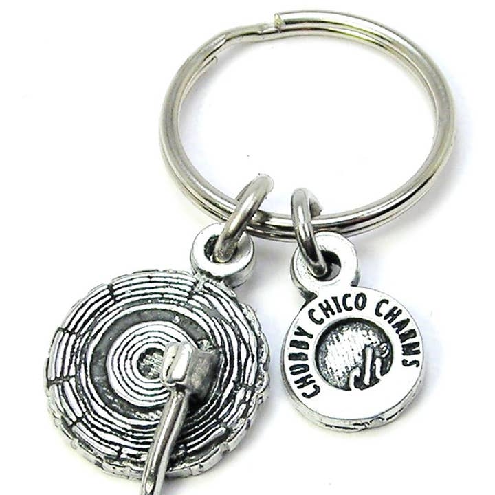 Axe Throwing Target Key Chain Date Night Hobbies Sports for wholesale by Chubby Chico Charms