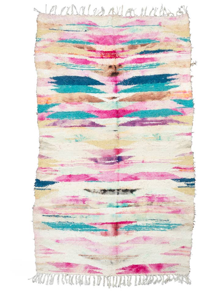 Tapis Boucherouite Marocain AURORA Aquarelle 6'9 x 3'10 pour la vente par Ouive