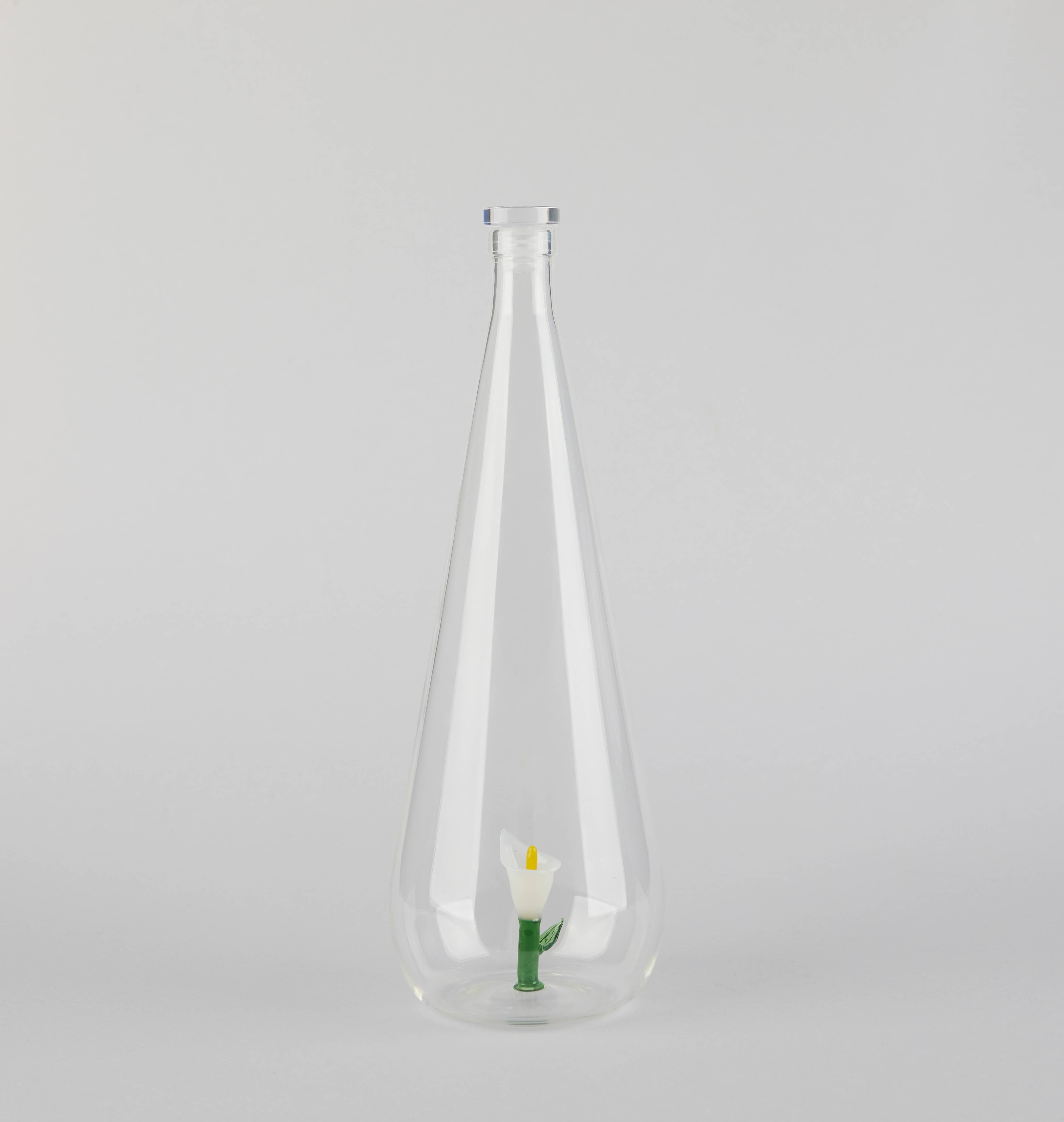 Balvi – wholesale Water bottle – Bottle,Botanical Lily,1.0 L,white,glass2