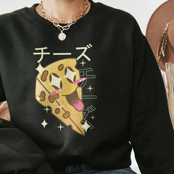 Kawaii Cheese Japanese Anime Cheesey Block Sweatshirt/ for wholesale by PositiveParty