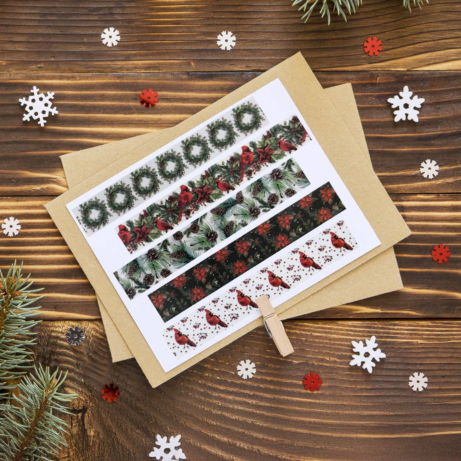 Wrapables.com - Vente Rubans adhésifs Washi - Ruban adhésif Wrapables, 12 pièces, à motif de feuillage festif et de Noël4