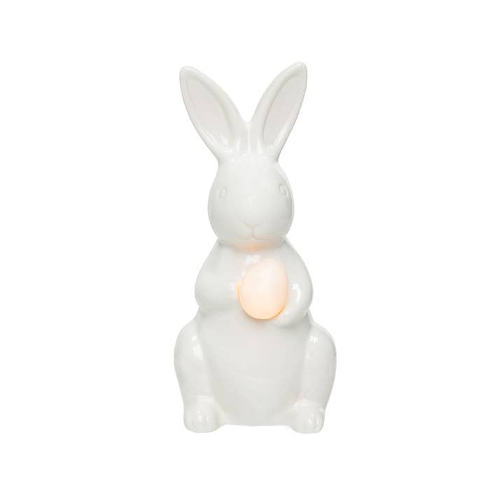 C&F Home - Wholesale Decorative Figurine - Easter LED White Ceramic Bunny Rabbit Decorative Figurine