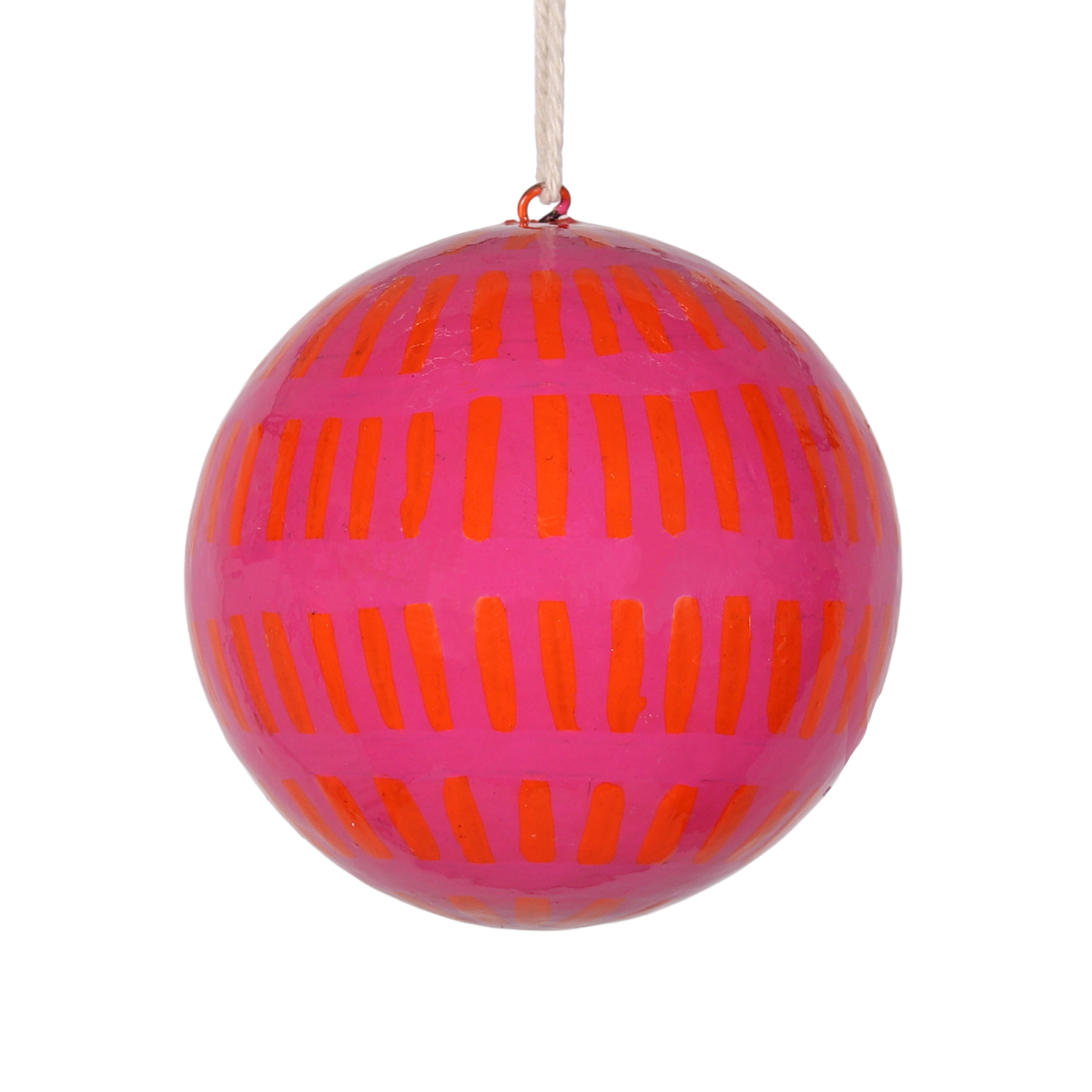 studio THIE - Wholesale Christmas Decoration - Dash Papier-Mâché Bauble 7cm, Pink & Orange0