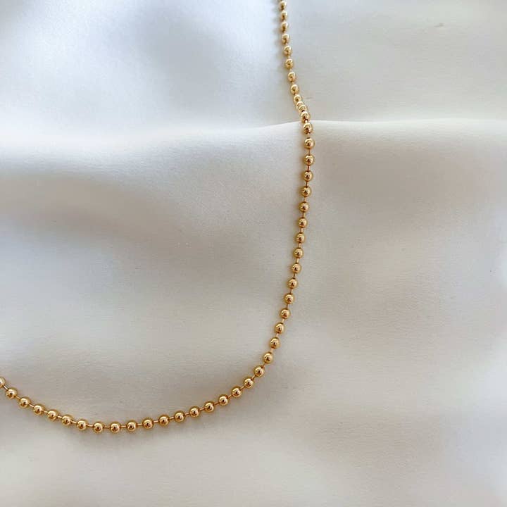 LE Sensor - Vente Collier maille et chaîne - Collier Chaîne à Billes Amira 16" - Plaqué Or 14k 2,3mm2