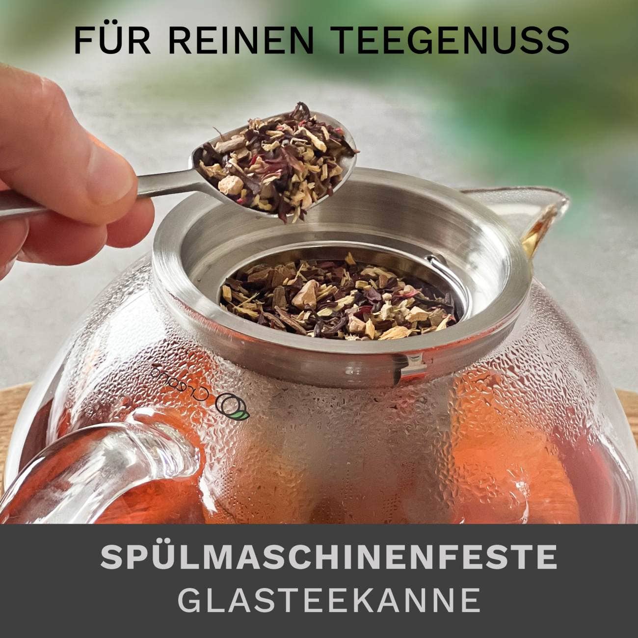 Creano - Vente Théière - Théière en verre Creano 0,85 l avec filtre en acier inoxydable intégré et couvercle en verre, 3 pièces4