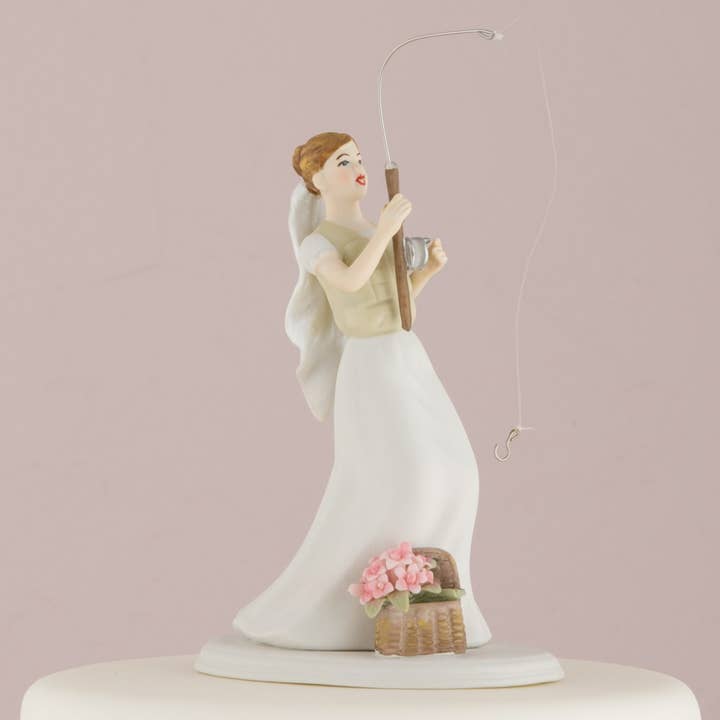 Weddingstar Inc. - Wholesale Cake/Cupcake Topper - Catch of the Day Bride and Groom Cake Topper -Fishing Bride